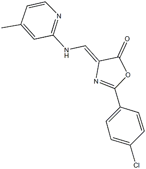 2-(4-chlorophenyl)-4-{[(4-methyl-2-pyridinyl)amino]methylene}-1,3-oxazol-5(4H)-one Structure