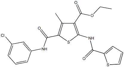 ethyl 5-[(3-chloroanilino)carbonyl]-4-methyl-2-[(2-thienylcarbonyl)amino]-3-thiophenecarboxylate Struktur