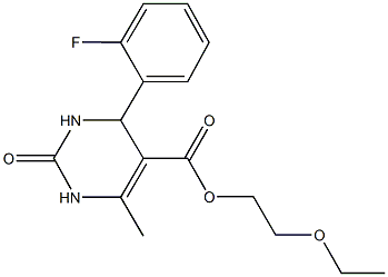 2-ethoxyethyl 4-(2-fluorophenyl)-6-methyl-2-oxo-1,2,3,4-tetrahydro-5-pyrimidinecarboxylate 化学構造式