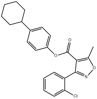 4-cyclohexylphenyl 3-(2-chlorophenyl)-5-methyl-4-isoxazolecarboxylate Struktur