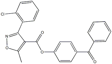 4-benzoylphenyl 3-(2-chlorophenyl)-5-methyl-4-isoxazolecarboxylate Struktur