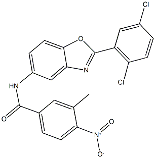 N-[2-(2,5-dichlorophenyl)-1,3-benzoxazol-5-yl]-4-nitro-3-methylbenzamide 结构式