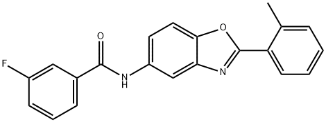 3-fluoro-N-[2-(2-methylphenyl)-1,3-benzoxazol-5-yl]benzamide 化学構造式