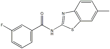 3-fluoro-N-(6-methyl-1,3-benzothiazol-2-yl)benzamide 结构式