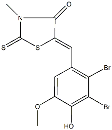 5-(2,3-dibromo-4-hydroxy-5-methoxybenzylidene)-3-methyl-2-thioxo-1,3-thiazolidin-4-one,314030-94-9,结构式