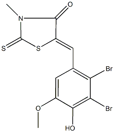 5-(2,3-dibromo-4-hydroxy-5-methoxybenzylidene)-3-methyl-2-thioxo-1,3-thiazolidin-4-one Structure