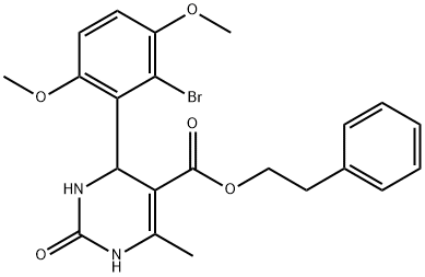 2-phenylethyl 4-(2-bromo-3,6-dimethoxyphenyl)-6-methyl-2-oxo-1,2,3,4-tetrahydropyrimidine-5-carboxylate 化学構造式