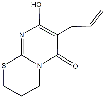 7-allyl-6-hydroxy-3,4-dihydro-2H,8H-pyrimido[2,1-b][1,3]thiazin-8-one Struktur