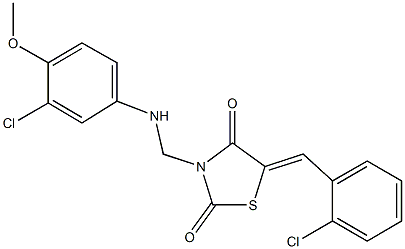 5-(2-chlorobenzylidene)-3-[(3-chloro-4-methoxyanilino)methyl]-1,3-thiazolidine-2,4-dione,314036-13-0,结构式