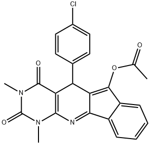 5-(4-chlorophenyl)-1,3-dimethyl-2,4-dioxo-2,3,4,5-tetrahydro-1H-indeno[2',1':5,6]pyrido[2,3-d]pyrimidin-6-yl acetate,314039-49-1,结构式