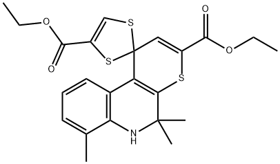 diethyl 5',5',7'-trimethyl-5',6'-dihydrospiro[1,3-dithiole-2,1'-(1'H)-thiopyrano[2,3-c]quinoline]-3',4-dicarboxylate,314039-69-5,结构式