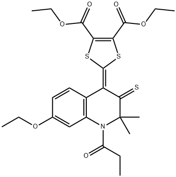 diethyl 2-(7-ethoxy-2,2-dimethyl-1-propionyl-3-thioxo-2,3-dihydro-4(1H)-quinolinylidene)-1,3-dithiole-4,5-dicarboxylate Structure