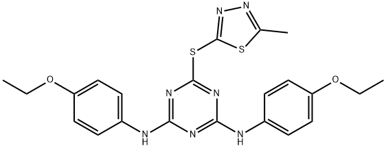 N-{4-(4-ethoxyanilino)-6-[(5-methyl-1,3,4-thiadiazol-2-yl)sulfanyl]-1,3,5-triazin-2-yl}-N-(4-ethoxyphenyl)amine Structure