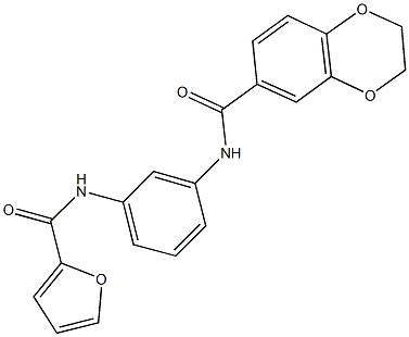 N-[3-(2-furoylamino)phenyl]-2,3-dihydro-1,4-benzodioxine-6-carboxamide Struktur