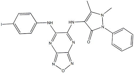 4-{[6-(4-iodoanilino)[1,2,5]oxadiazolo[3,4-b]pyrazin-5-yl]amino}-1,5-dimethyl-2-phenyl-1,2-dihydro-3H-pyrazol-3-one Structure