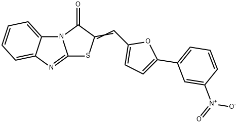 2-[(5-{3-nitrophenyl}-2-furyl)methylene][1,3]thiazolo[3,2-a]benzimidazol-3(2H)-one Struktur