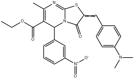 ethyl 2-[4-(dimethylamino)benzylidene]-5-{3-nitrophenyl}-7-methyl-3-oxo-2,3-dihydro-5H-[1,3]thiazolo[3,2-a]pyrimidine-6-carboxylate Struktur