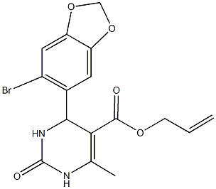 allyl 4-(6-bromo-1,3-benzodioxol-5-yl)-6-methyl-2-oxo-1,2,3,4-tetrahydro-5-pyrimidinecarboxylate,314046-53-2,结构式