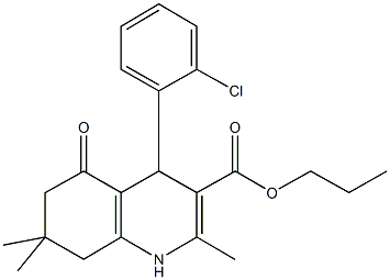 propyl 4-(2-chlorophenyl)-2,7,7-trimethyl-5-oxo-1,4,5,6,7,8-hexahydro-3-quinolinecarboxylate 结构式