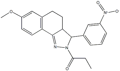 3-{3-nitrophenyl}-7-methoxy-2-propionyl-3,3a,4,5-tetrahydro-2H-benzo[g]indazole 化学構造式