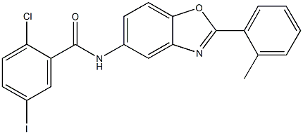 2-chloro-5-iodo-N-[2-(2-methylphenyl)-1,3-benzoxazol-5-yl]benzamide Structure