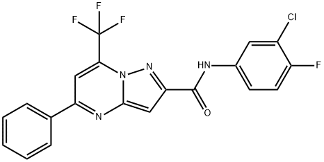 N-(3-chloro-4-fluorophenyl)-5-phenyl-7-(trifluoromethyl)pyrazolo[1,5-a]pyrimidine-2-carboxamide Struktur