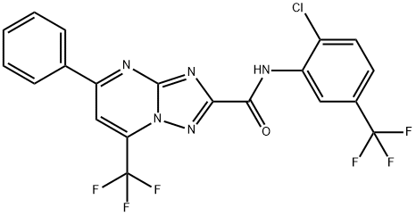 N-[2-chloro-5-(trifluoromethyl)phenyl]-5-phenyl-7-(trifluoromethyl)[1,2,4]triazolo[1,5-a]pyrimidine-2-carboxamide 化学構造式