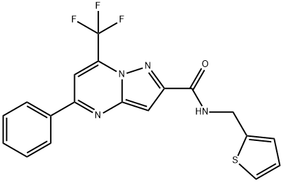 5-phenyl-N-(thien-2-ylmethyl)-7-(trifluoromethyl)pyrazolo[1,5-a]pyrimidine-2-carboxamide,314049-02-0,结构式