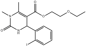 2-ethoxyethyl 4-(2-iodophenyl)-1,6-dimethyl-2-oxo-1,2,3,4-tetrahydropyrimidine-5-carboxylate 化学構造式