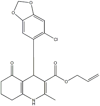 allyl 4-(6-chloro-1,3-benzodioxol-5-yl)-2-methyl-5-oxo-1,4,5,6,7,8-hexahydro-3-quinolinecarboxylate 化学構造式