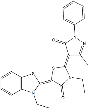 314053-41-3 3-ethyl-5-(3-ethyl-1,3-benzothiazol-2(3H)-ylidene)-2-(3-methyl-5-oxo-1-phenyl-1,5-dihydro-4H-pyrazol-4-ylidene)-1,3-thiazolidin-4-one