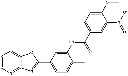 3-nitro-4-methoxy-N-(2-methyl-5-[1,3]oxazolo[4,5-b]pyridin-2-ylphenyl)benzamide Structure