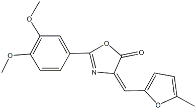2-(3,4-dimethoxyphenyl)-4-[(5-methyl-2-furyl)methylene]-1,3-oxazol-5(4H)-one Struktur