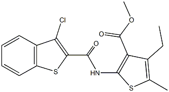 methyl 2-{[(3-chloro-1-benzothien-2-yl)carbonyl]amino}-4-ethyl-5-methyl-3-thiophenecarboxylate 结构式