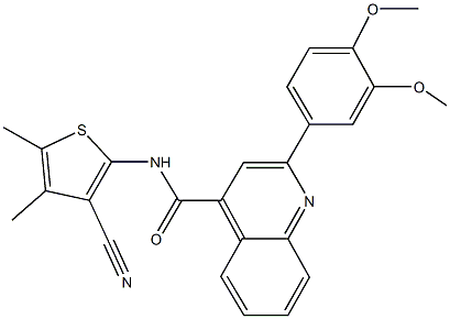 N-(3-cyano-4,5-dimethyl-2-thienyl)-2-(3,4-dimethoxyphenyl)-4-quinolinecarboxamide Struktur