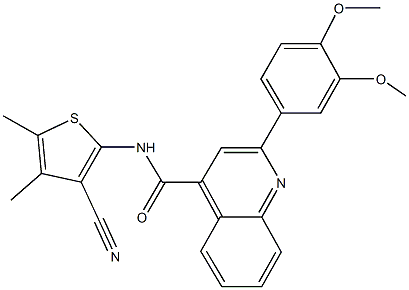 N-(3-cyano-4,5-dimethyl-2-thienyl)-2-(3,4-dimethoxyphenyl)-4-quinolinecarboxamide 结构式