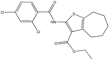 ethyl 2-[(2,4-dichlorobenzoyl)amino]-5,6,7,8-tetrahydro-4H-cyclohepta[b]thiophene-3-carboxylate Struktur