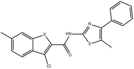 3-chloro-6-methyl-N-(5-methyl-4-phenyl-1,3-thiazol-2-yl)-1-benzothiophene-2-carboxamide 化学構造式
