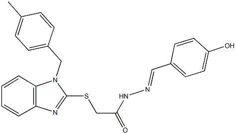 N'-(4-hydroxybenzylidene)-2-{[1-(4-methylbenzyl)-1H-benzimidazol-2-yl]sulfanyl}acetohydrazide,314067-42-0,结构式