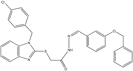 N'-[3-(benzyloxy)benzylidene]-2-{[1-(4-chlorobenzyl)-1H-benzimidazol-2-yl]sulfanyl}acetohydrazide Struktur