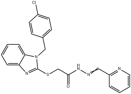 2-{[1-(4-chlorobenzyl)-1H-benzimidazol-2-yl]sulfanyl}-N'-(2-pyridinylmethylene)acetohydrazide 结构式
