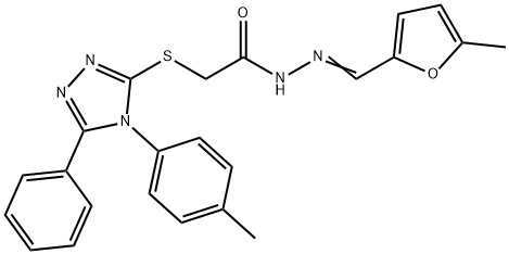 N'-[(5-methyl-2-furyl)methylene]-2-{[4-(4-methylphenyl)-5-phenyl-4H-1,2,4-triazol-3-yl]sulfanyl}acetohydrazide 化学構造式