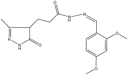 N'-(2,4-dimethoxybenzylidene)-3-(3-methyl-5-oxo-4,5-dihydro-1H-pyrazol-4-yl)propanohydrazide 结构式