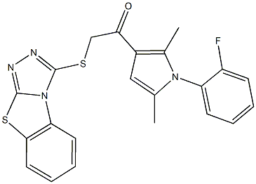 1-[1-(2-fluorophenyl)-2,5-dimethyl-1H-pyrrol-3-yl]-2-([1,2,4]triazolo[3,4-b][1,3]benzothiazol-3-ylsulfanyl)ethanone 结构式
