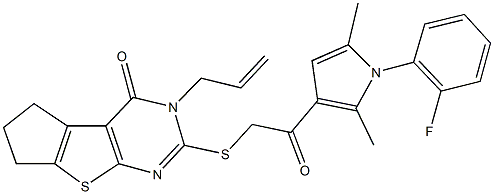 3-allyl-2-({2-[1-(2-fluorophenyl)-2,5-dimethyl-1H-pyrrol-3-yl]-2-oxoethyl}sulfanyl)-3,5,6,7-tetrahydro-4H-cyclopenta[4,5]thieno[2,3-d]pyrimidin-4-one Structure