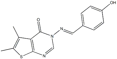 3-[(4-hydroxybenzylidene)amino]-5,6-dimethylthieno[2,3-d]pyrimidin-4(3H)-one Struktur