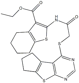 314261-26-2 ethyl 2-{[(6,7-dihydro-5H-cyclopenta[4,5]thieno[2,3-d]pyrimidin-4-ylsulfanyl)acetyl]amino}-4,5,6,7-tetrahydro-1-benzothiophene-3-carboxylate