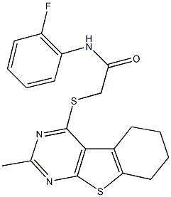 N-(2-fluorophenyl)-2-[(2-methyl-5,6,7,8-tetrahydro[1]benzothieno[2,3-d]pyrimidin-4-yl)sulfanyl]acetamide Structure