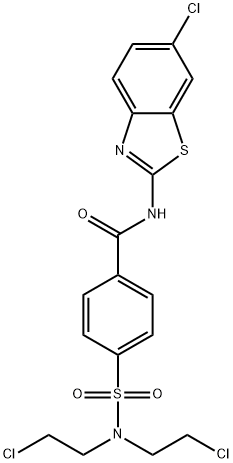 4-{[bis(2-chloroethyl)amino]sulfonyl}-N-(6-chloro-1,3-benzothiazol-2-yl)benzamide 化学構造式