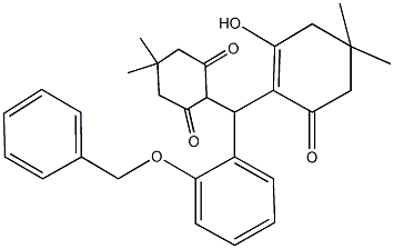 2-[[2-(benzyloxy)phenyl](2-hydroxy-4,4-dimethyl-6-oxo-1-cyclohexen-1-yl)methyl]-5,5-dimethyl-1,3-cyclohexanedione 结构式